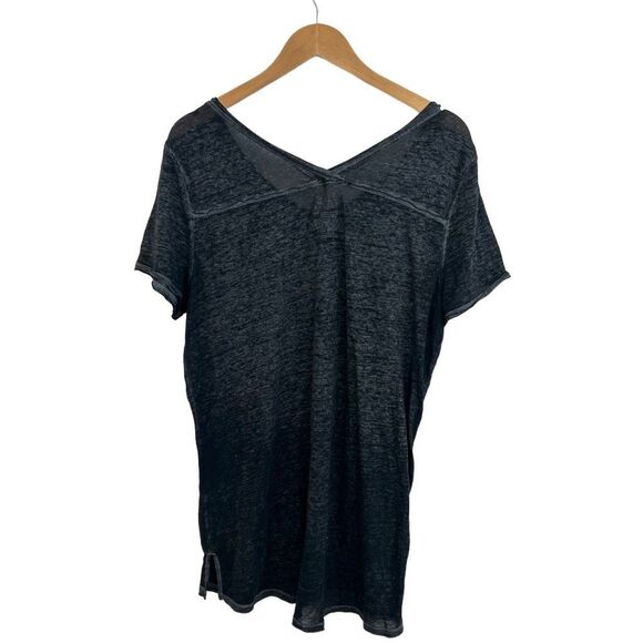 Time And Tru Heather Gray Short Sleeve Tee Shirt Size XL V-neck Lightweight - Picture 2 of 7